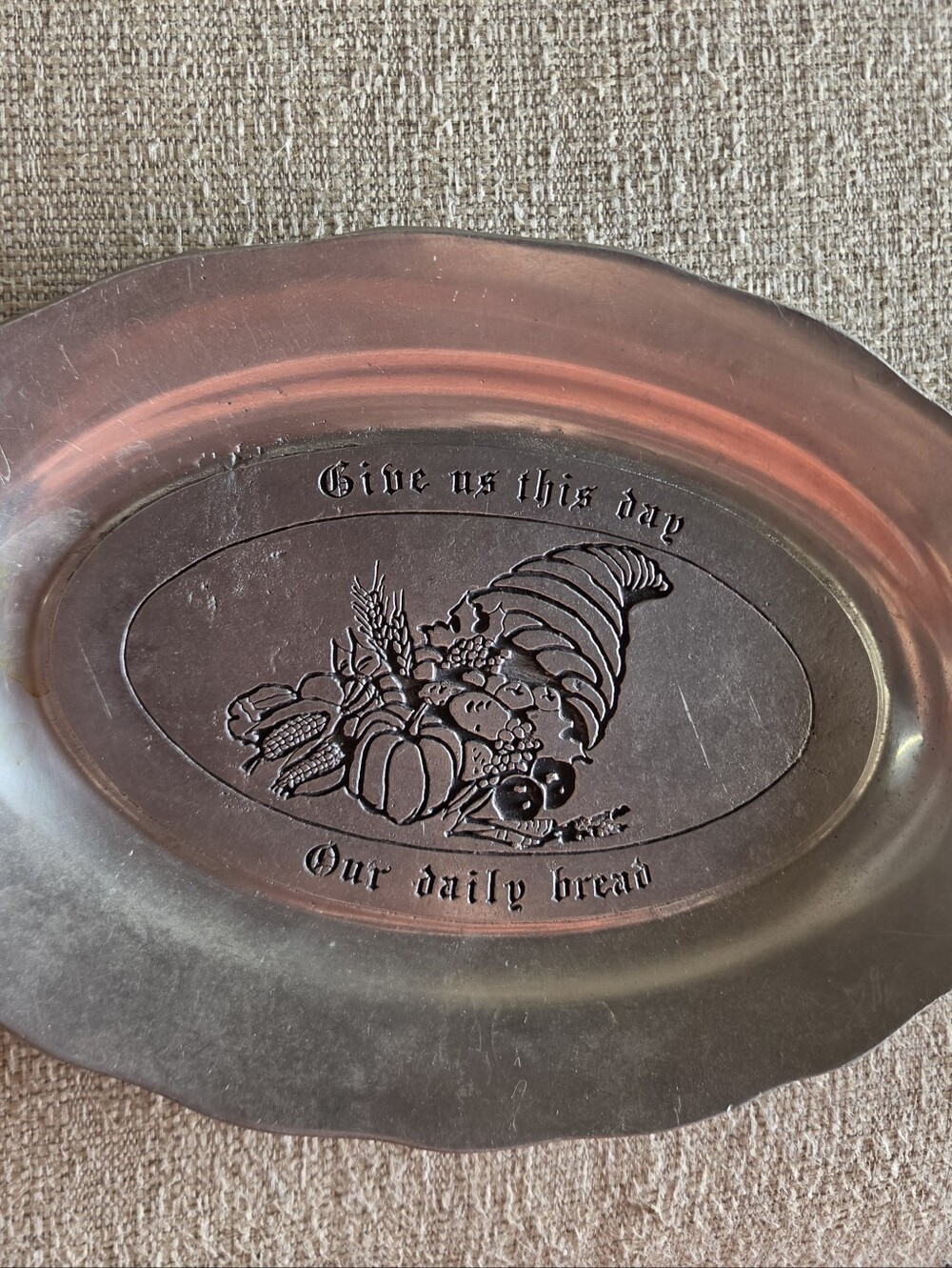Pewtarex Pewter Bread Tray Give Us This Day Our Daily Bread Harvest Platter